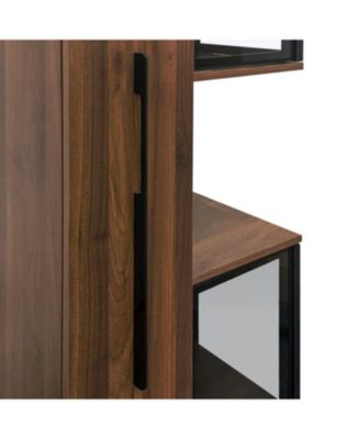 70" Display Cabinet w/ Glass Doors, Lights & Pull-Out Storage Shelf