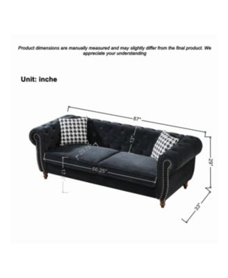 Chesterfield Velvet Sofa Set, Roll Arm, Nailhead Trim