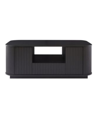  Modern Oval Coffee Table with Drawers - Black