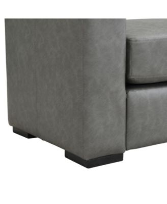 Stylish and Durable Grey Faux Leather Ottoman