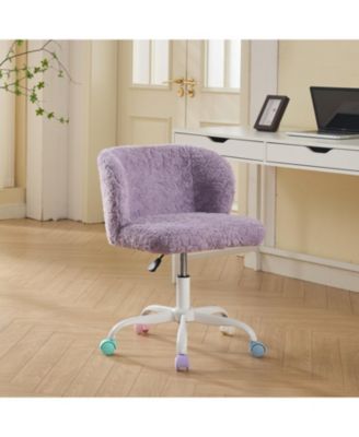 Violet Artificial Rabbit Hair Office Chair