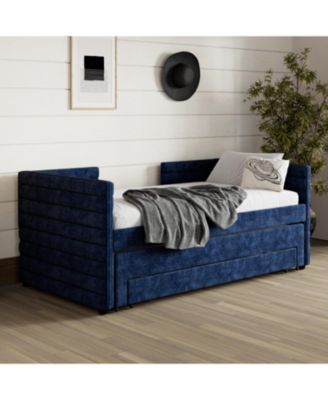Streamdale Twin Upholstered Daybed with Trundle & 3 Drawers, Chenille