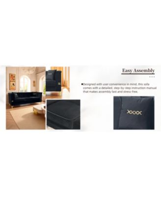 Streamdale Modern Velvet 3-Seater Sofa, Tufted Back