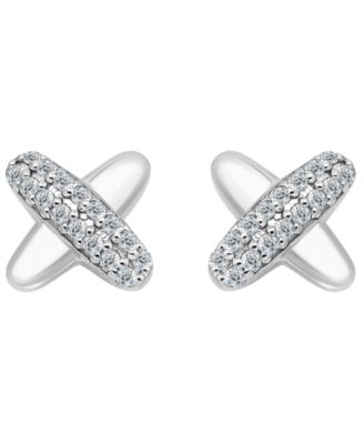 Pave Cubic Zirconia (1/2 ct. t.w.) X-Shape Post Earrings, Macy's Exclusive