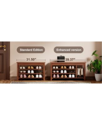Solid Wood Shoe Rack Bench - 550lb Capacity