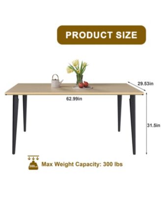 Modern Dining Table with Wooden Top & Iron Legs (Seats 6-8)