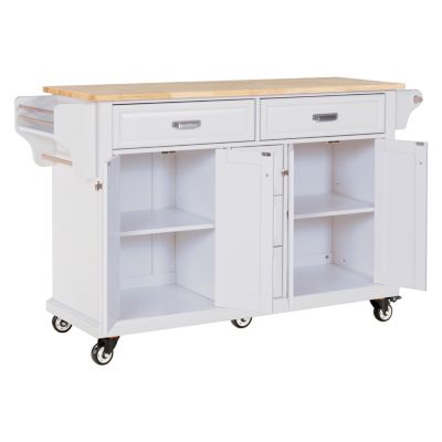 Cambridge Natural Wood Top Kitchen Island with Storage
