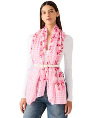 Gingham Floral Square Scarf