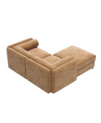 Camel Chenille 2-Seater Sofa with Ottoman Storage
