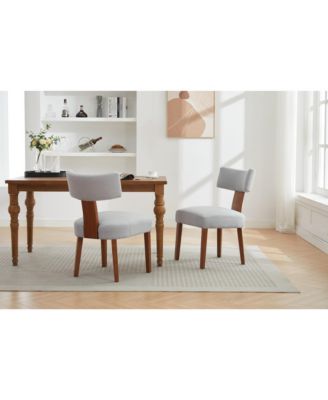  Linen Fabric Modern Armless Dining Chairs, Gray (Set of 2