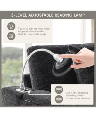 Streamdale Modular Sectional Sofa Bed- Flip Table, Lamp, Ports, Ottoman, Tufted, 6 Pillows