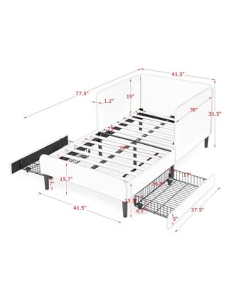 Streamdale Twin Upholstered Platform Bed Frame w/ 2 Drawers, Black