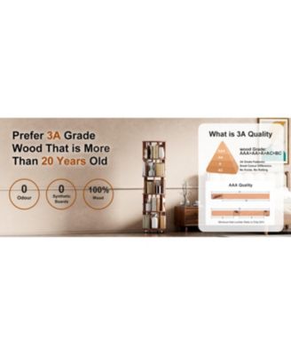 Rotating Wood Bookshelf on Wheels - 5 Tier - Walnut