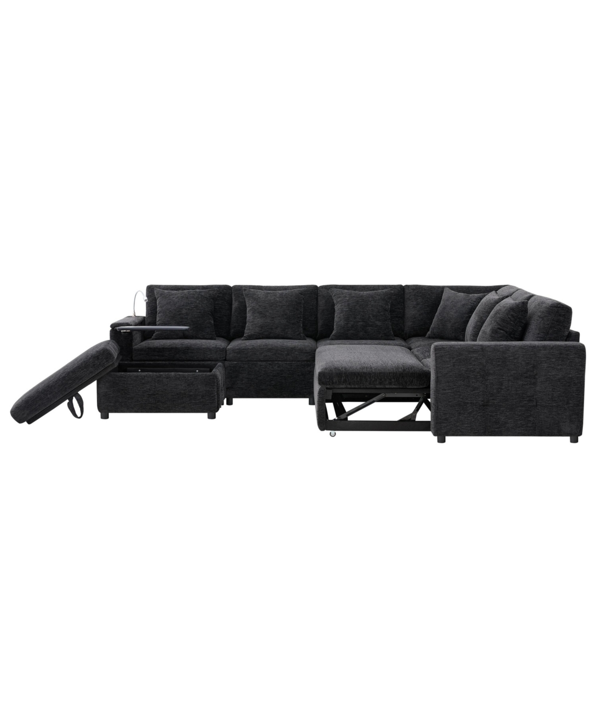 Streamdale Furniture Streamdale Modular Sectional Sofa Bed- Flip Table, Lamp, Ports, Ottoman, Tufted