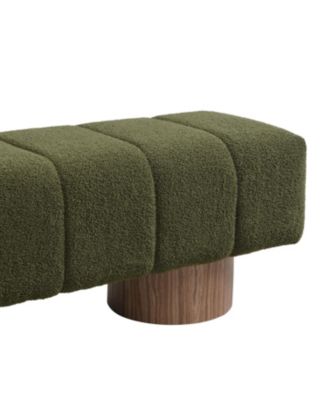 Green Boucle Upholstered Dining/Entryway Bench (300 LBS)