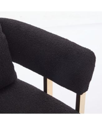 TS Modern Teddy Fleece Chair Gold Legs 2PCS Black