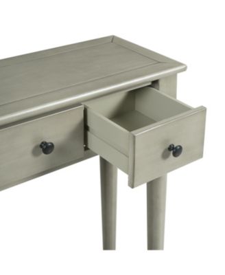 Entryway Table - Retro Console Table with 4 Drawers & Shelf (Grey Wash)