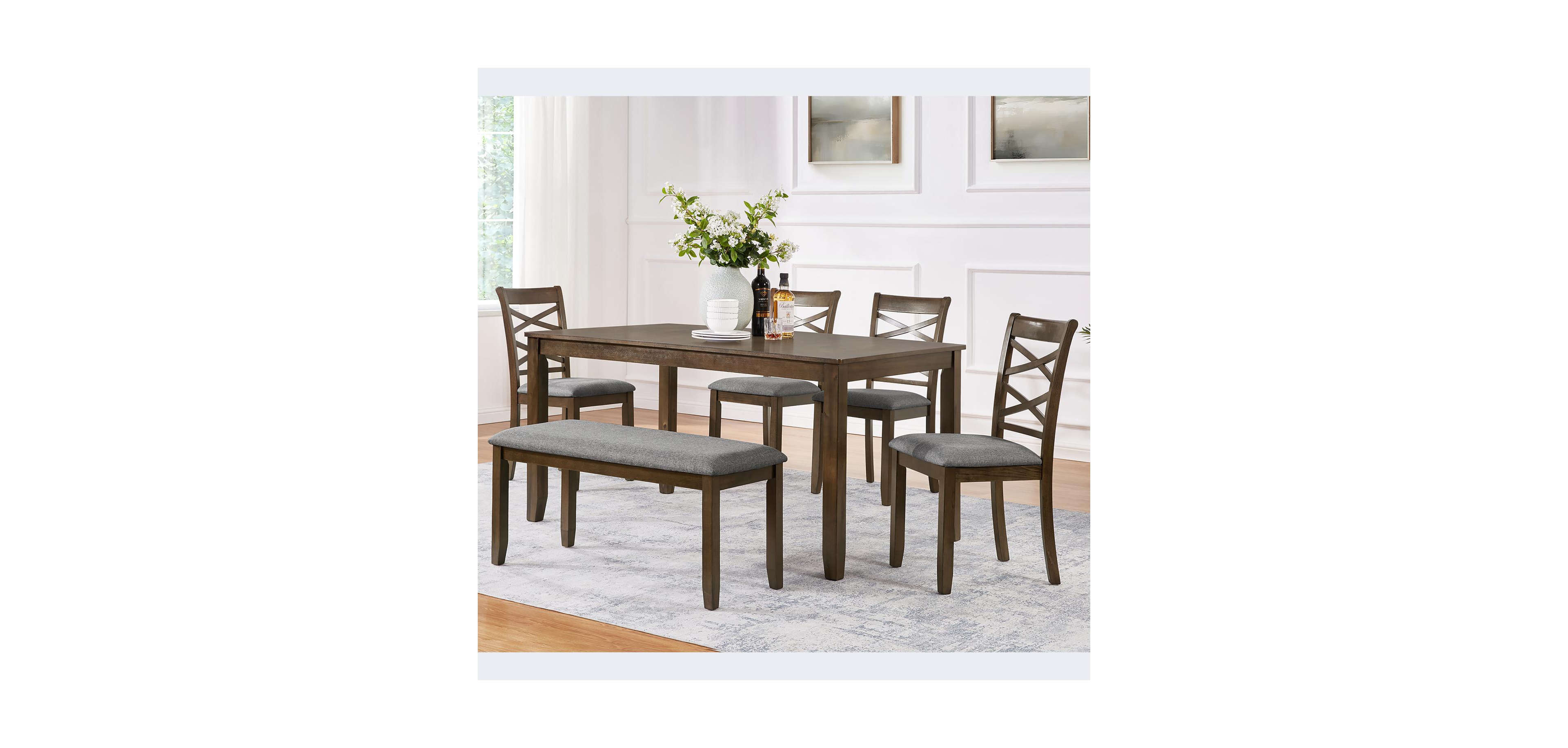 Streamdale Furniture 6-Piece Walnut Dining Set- Table