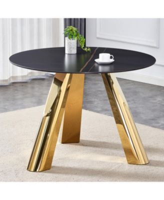 42" Gold-Plated Granite Table - Seats 4-6 - Dining, Entertaining, Conference