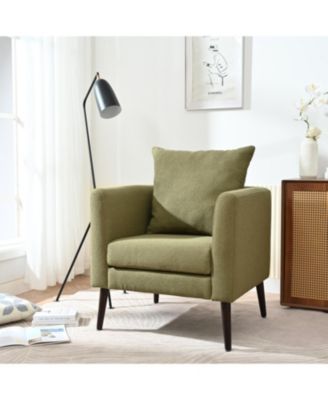 Streamdale Ergonomic Barrel Chair with Waist Pillow and Solid Wood Legs