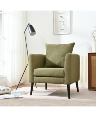 Streamdale Ergonomic Barrel Chair with Waist Pillow and Solid Wood Legs