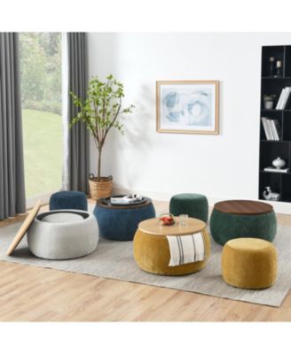 2-in-1 Round Ottoman End Table