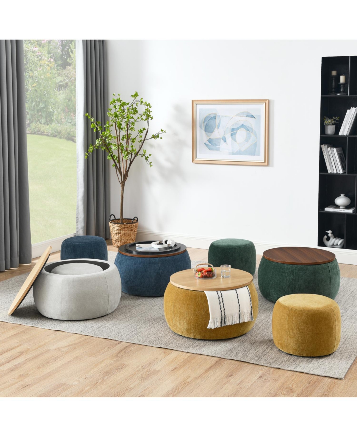 Streamdale Furniture 2-in-1 Round Ottoman End Table
