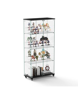 + 31.5"L x 14.2"W x 65.1"H + Glass + 4-Tier, 6 Shelves, Double-Door + Display Cabinet