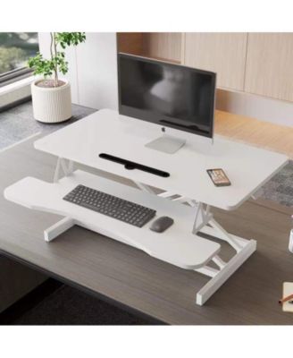 32" Height-Adjustable Desk Converter with Dual Monitor & Laptop Workstation