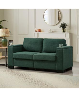  67.7" Modern Green Loveseat with Cup Holder & Storage