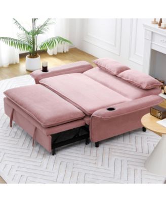Pink Striped Sofa Bed - Adjustable Arms & Back - 65.74-inch