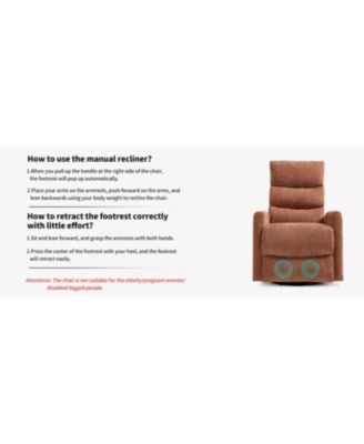  Heat Massage Rocker Recliner Chair, Swivel Fabric
