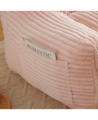Giant Pink Plush Bean Bag Chair with Footstool
