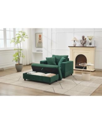  Chaise Lounge with Storage Ottoman & Pillows