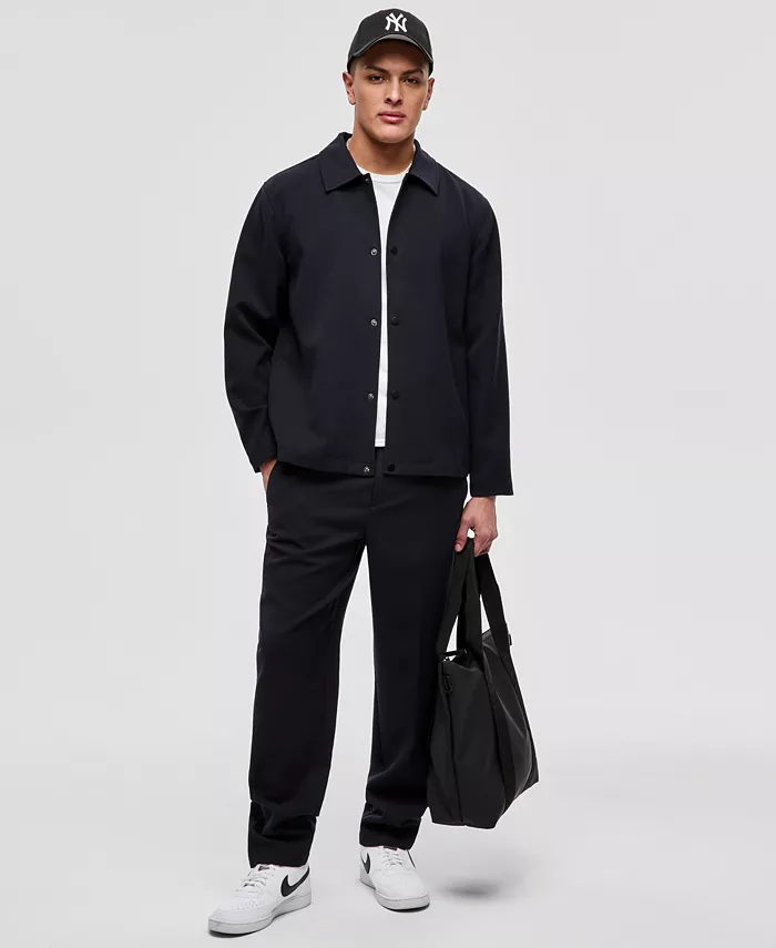 Men's Relaxed Solid-Color Coach's Jacket - thumbnail 2