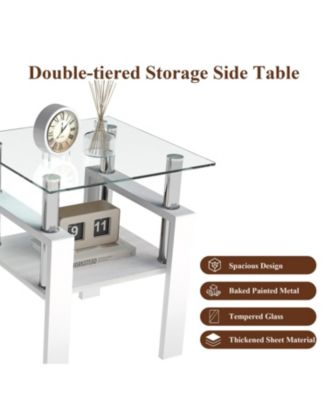 2 Modern Glass Tea/Coffee Tables - Transparent/White