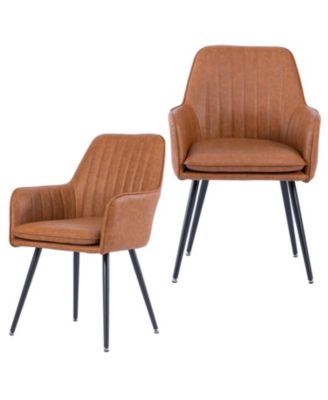  Faux Leather Dining Chairs (Set of 2) - Whisky Brown