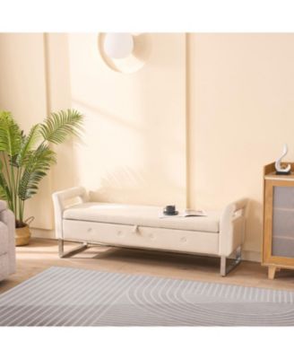 Velvet Storage Bench with Armrests - 67.91" Wide