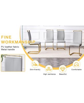  71" Tempered Glass Dining Set with 8 Light Gray PU Chairs