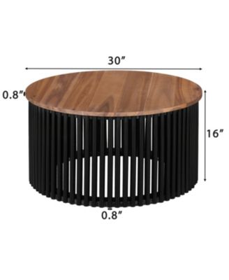 Acacia Wood Coffee Table - 30" Round Easy Assembly