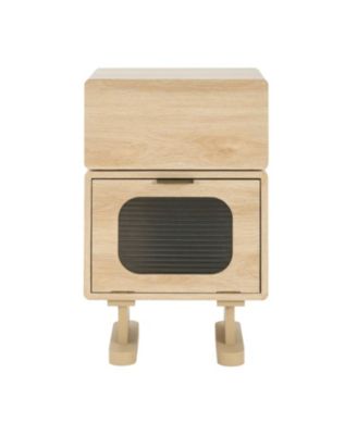 Robot Side Table with Rotating Top & Storage