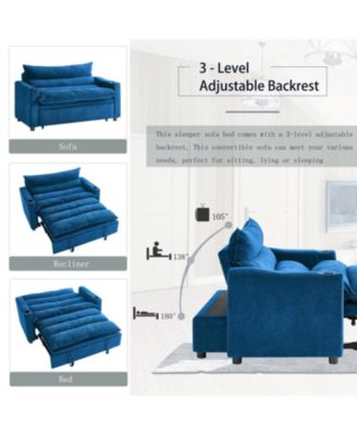 Convertible Velvet Sofa Bed - 3-in-1 Sleeper Couch