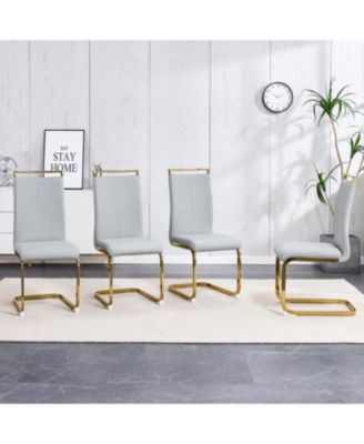 PU Leather Dining Chair Set of 4 Light Gray
