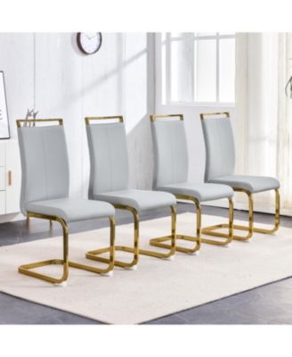 PU Leather Dining Chair Set of 4 Light Gray