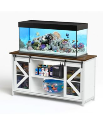 Metal Aquarium Stand with Cabinet - 80 Gallon White