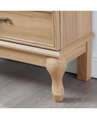 Lighted Glass Curio Cabinet - Light Oak Finish