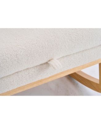 Cream White Plush Rocking Chair with Footrest