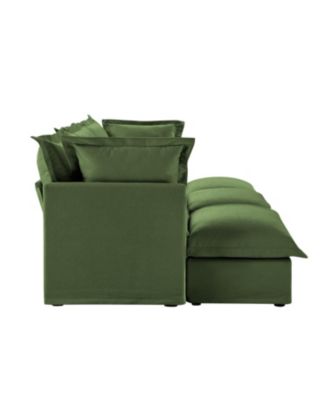  Chenille 3-Seat Sofa with Ottomans