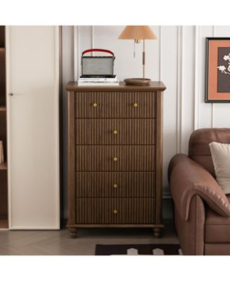 Streamdale Fluted 5-Drawer Dresser - Walnut