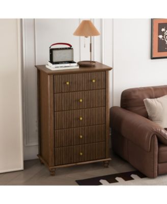 Streamdale Fluted 5-Drawer Dresser - Walnut